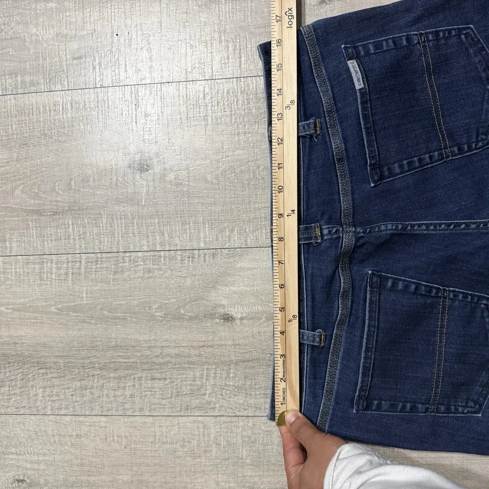 Carhartt Jean Shorts Slim Fit Skinny Leg Dark Blue Cuffed Stretch Women's 12